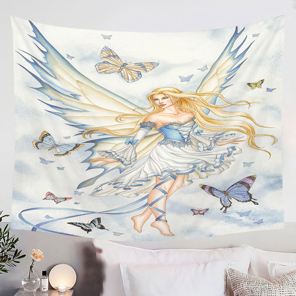 Fantasy-Art-Sky-Blue-Fairy-and-Butterflies-Tapestry