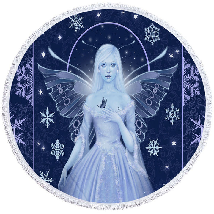 Fantasy Art Snowflakes and Stunning Snow Fairy Beach Towels On Sale