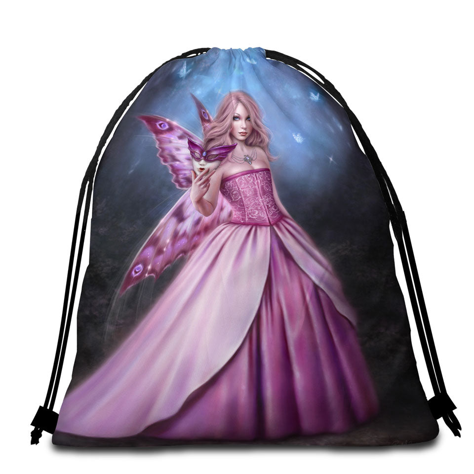 Fantasy Art Titania the Gorgeous Pinkish Butterfly Girl Beach Bags and Towels