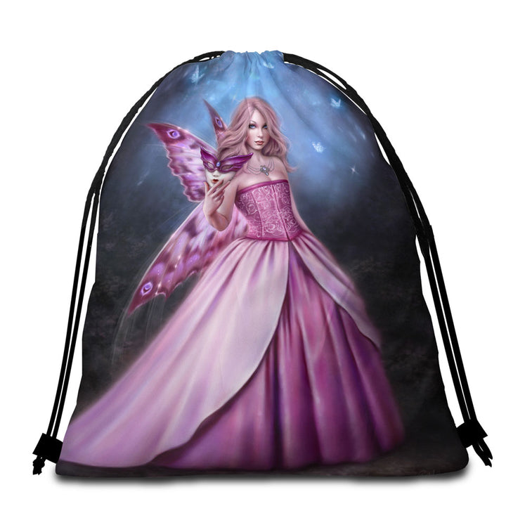 Fantasy Art Titania the Gorgeous Pinkish Butterfly Girl Beach Bags and Towels