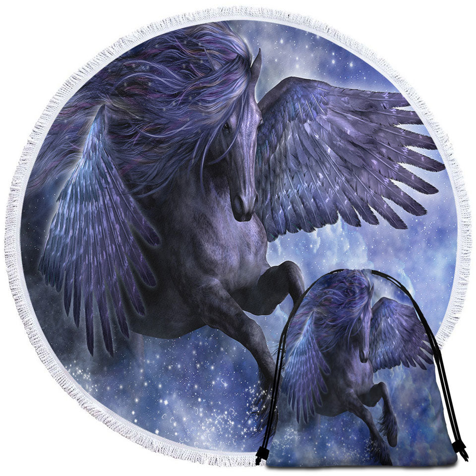 Fantasy Art Travel Beach Towel the Magical Dark Angel Horse