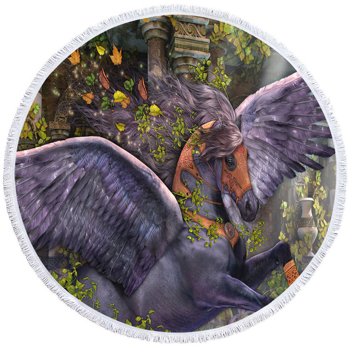 Fantasy Art Vine Flying Horse Big Beach Towels