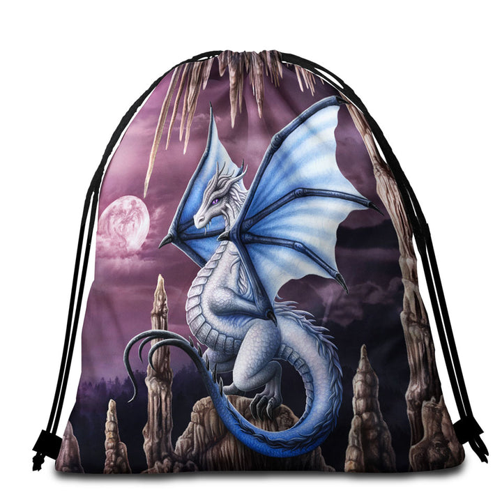 Fantasy Art Violet Stalactites Cave Dragon Beach Towel Pack