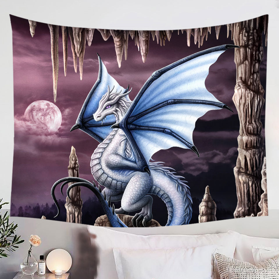 Fantasy-Art-Violet-Stalactites-Cave-Dragon-Tapestry-Wall-Hanging