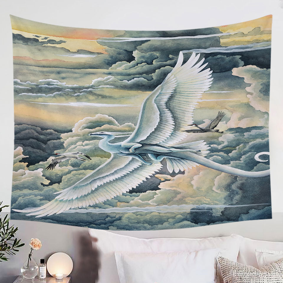 Fantasy-Art-Wall-Decor-Soaring-Wonders-Storks-and-Dragon