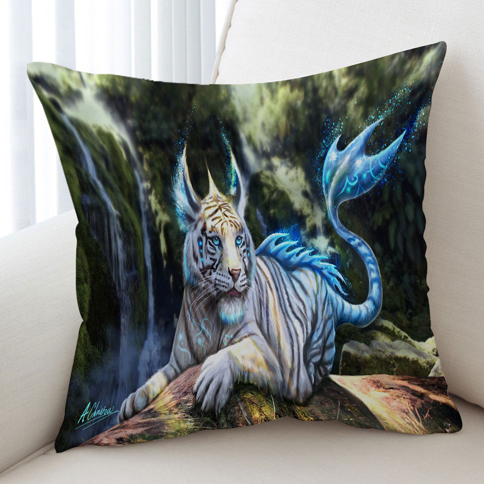 Fantasy Art White Nero Tiger Cushions