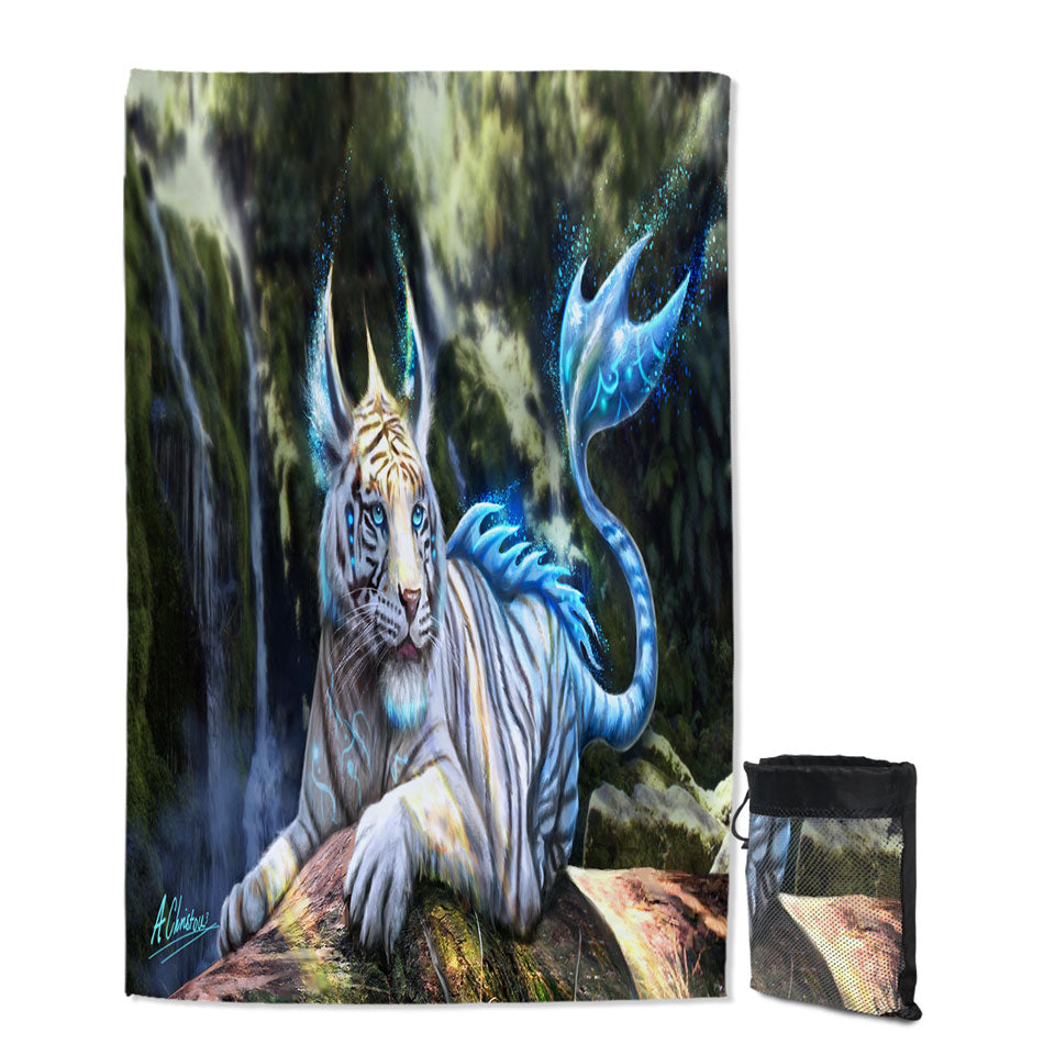 Fantasy Art White Nero Tiger Lightweight Beach Towel