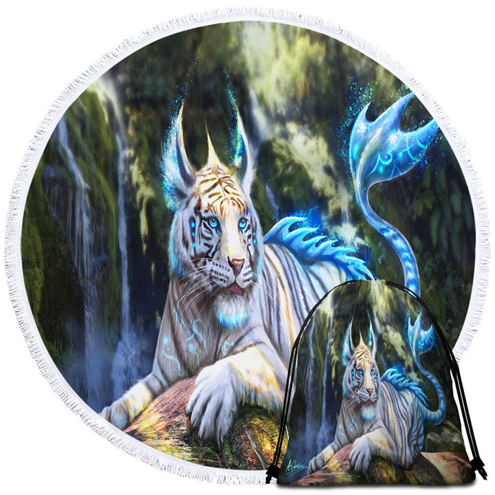 Fantasy Art White Nero Tiger Travel Beach Towel