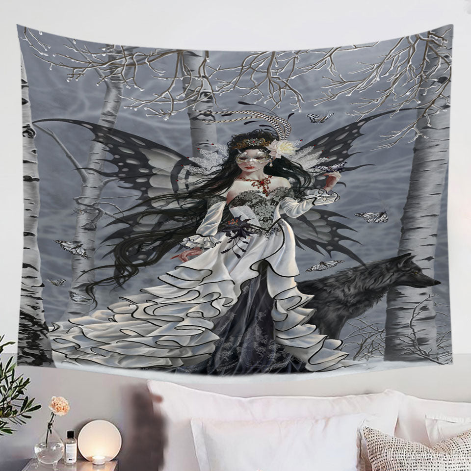 Fantasy-Art-Winter-Fairy-and-Her-Wolf-Tapestry