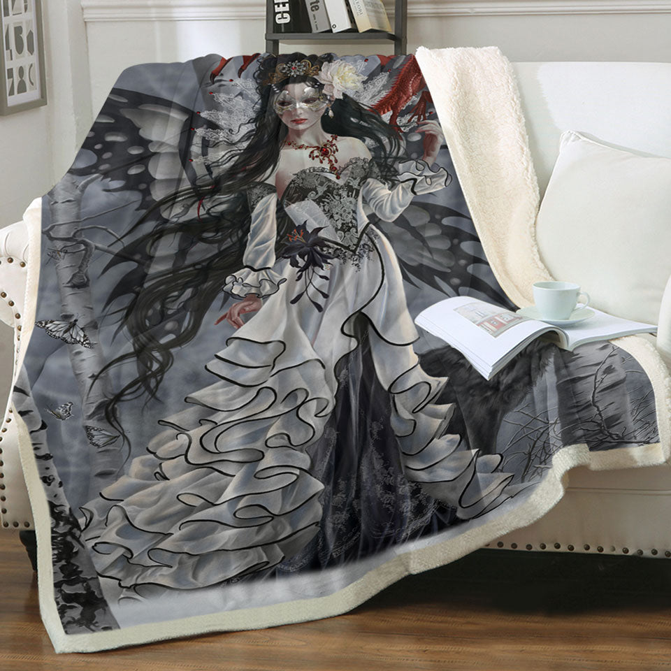 products/Fantasy-Art-Winter-Fairy-and-Her-Wolf-and-Dragon-Throws
