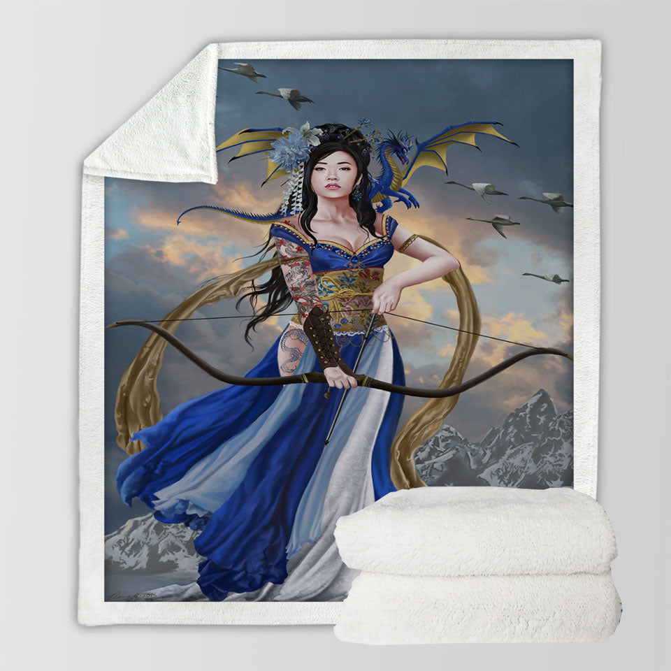products/Fantasy-Art-Yukikaze-Beautiful-Japanese-Archer-Girl-Sherpa-Blanket