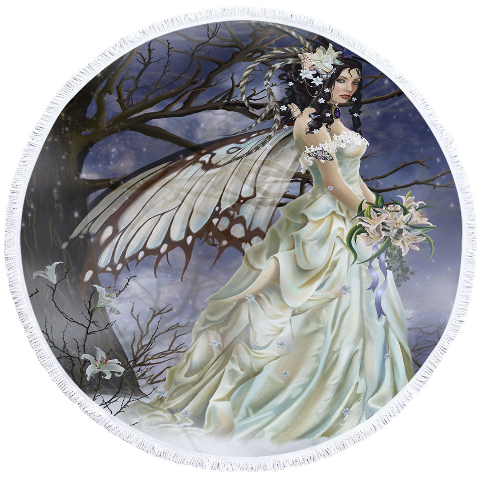 Fantasy Art the Exciting Mist Bride Fairy Round Beach Towel