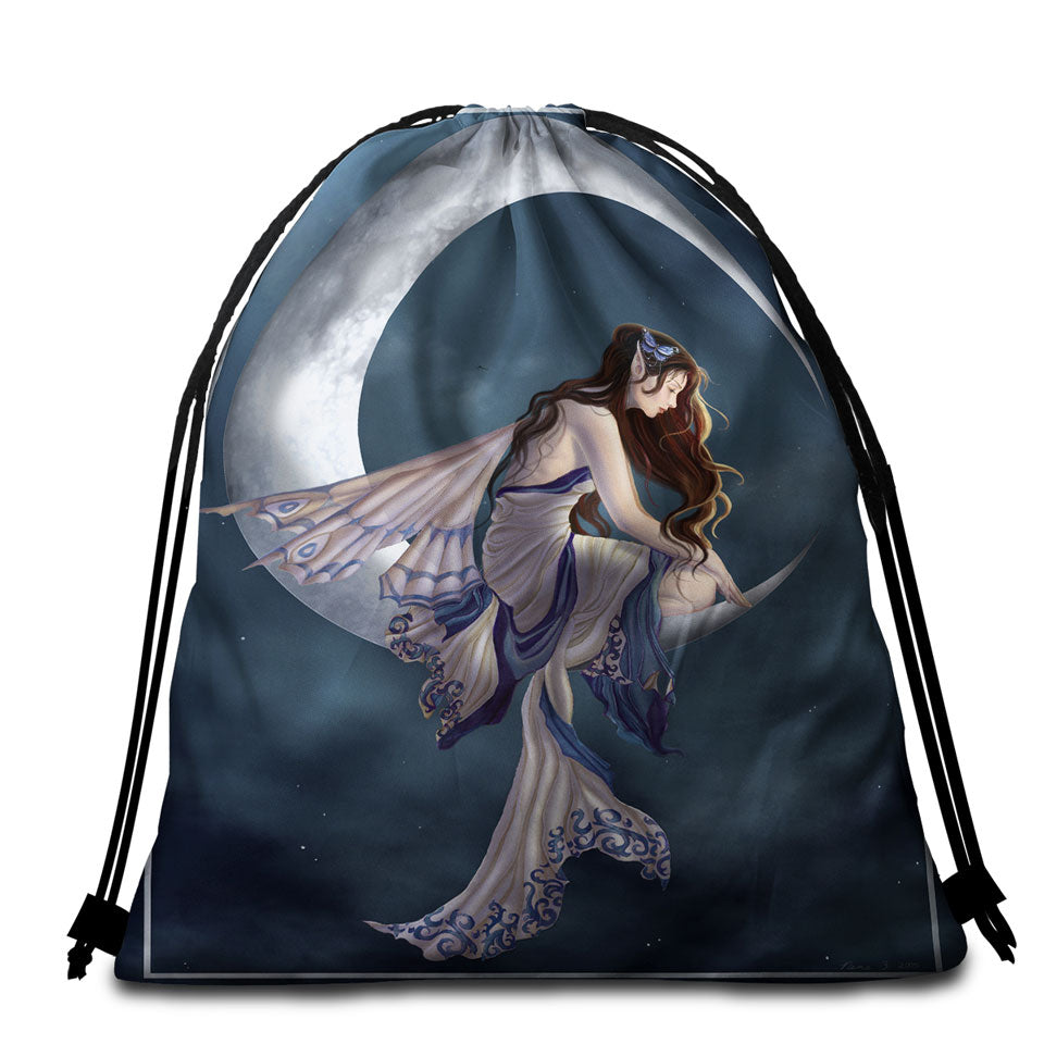 Fantasy Art the Lovely Moon Fairy Beach Bags and Towels