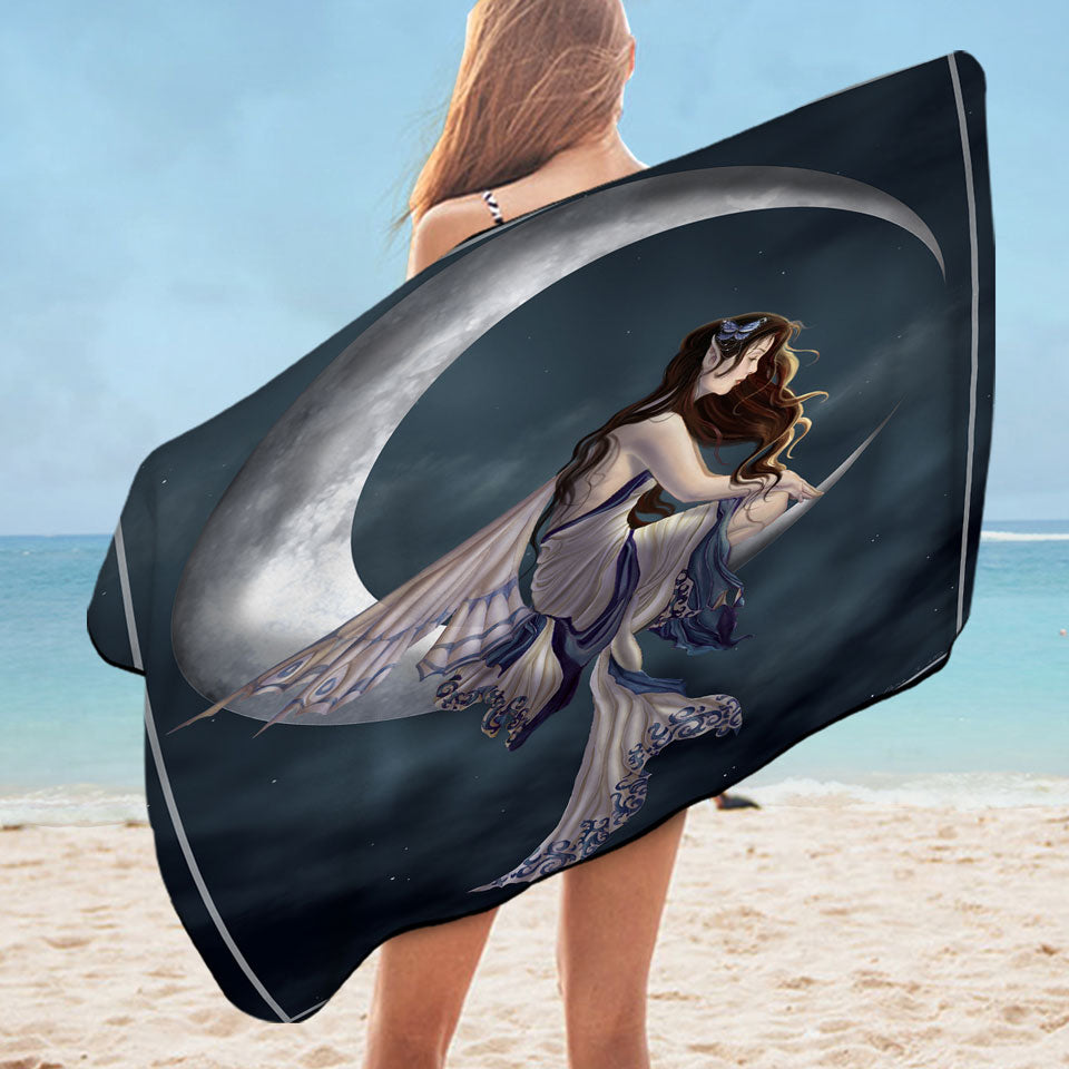 Fantasy Art the Lovely Moon Fairy Microfibre Beach Towels