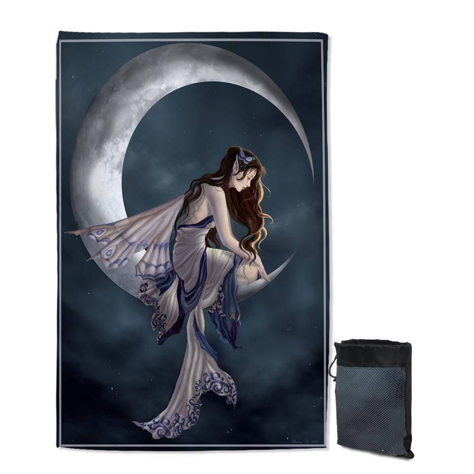 Fantasy Art the Lovely Moon Fairy Quick Dry Beach Towel