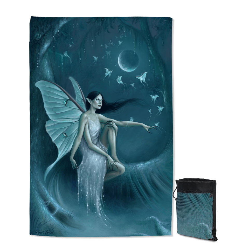 Fantasy Art the Luna Moth Woman Beach Towels