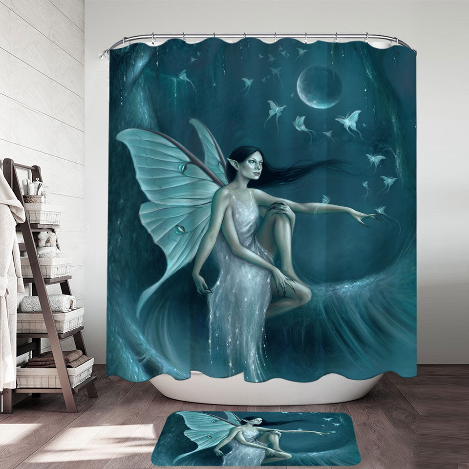 Fantasy Art the Luna Moth Woman Shower Curtain