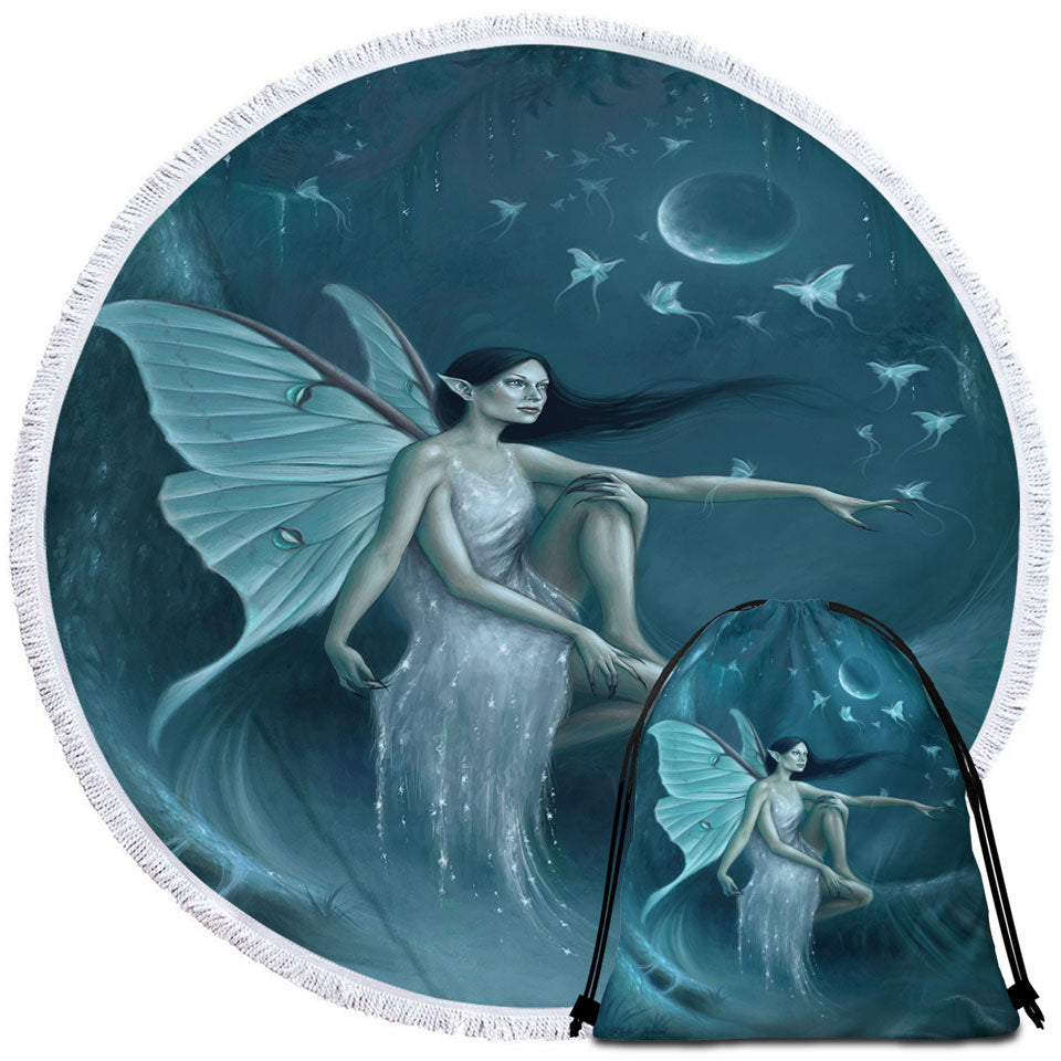 Fantasy Art the Luna Moth Woman Travel Beach Towel