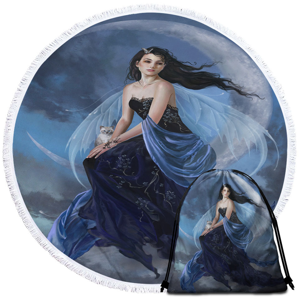 Fantasy Art the Moon Indigo Fairy Beach Towels and Bags Set