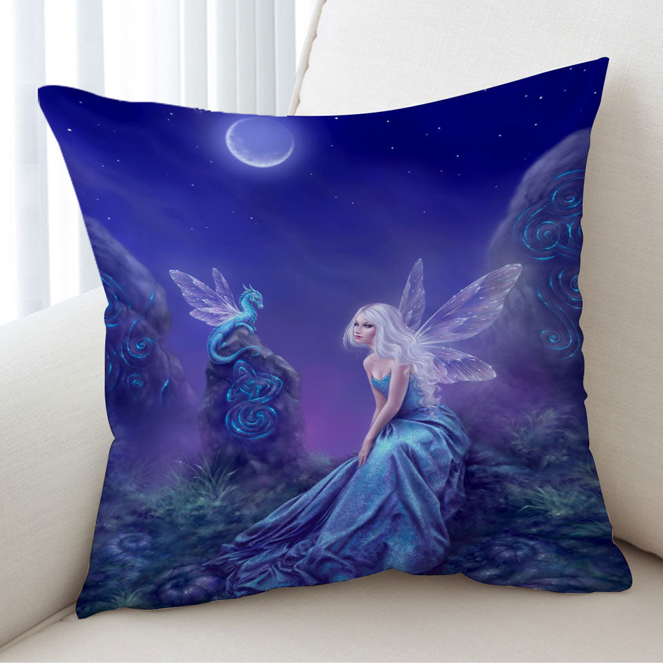 Fantasy Art the Moon Light Blue Dragon Fairy Sofa Pillows