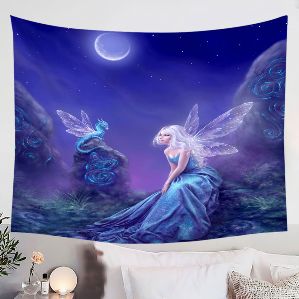 Fantasy-Art-the-Moon-Light-Blue-Dragon-Fairy-Wall-Decor-Tapestries-for-Cool-Girls