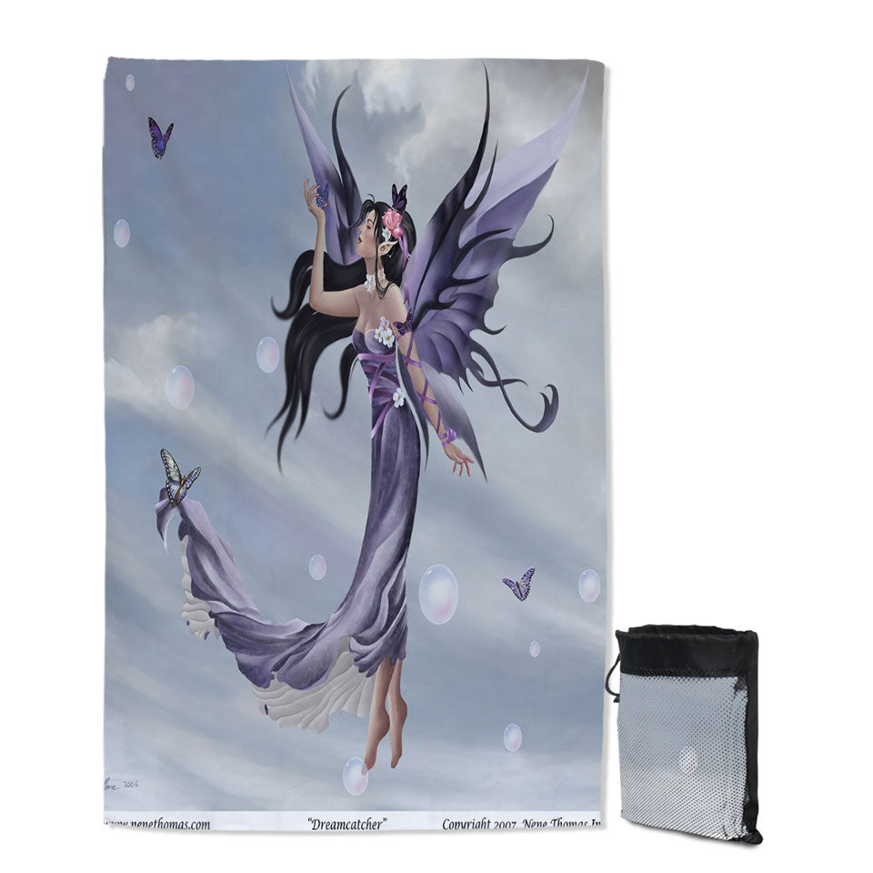 Fantasy Art the Purple Dream Catcher Fairy Quick Dry Beach Towel