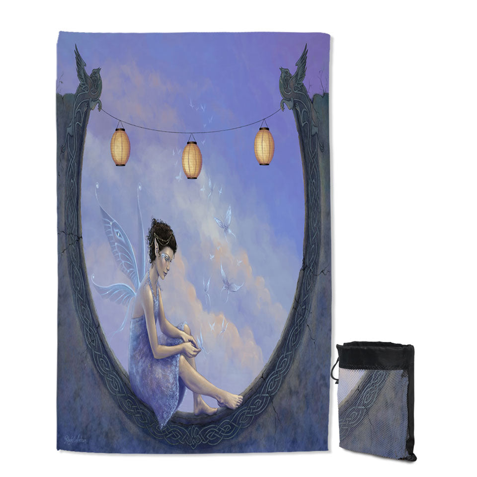 Fantasy Art the Summer Fairy with Butterflies Beach Towels for Kids