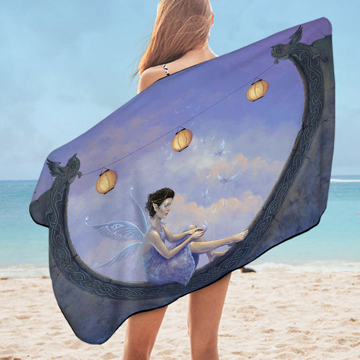 Fantasy Art the Summer Fairy with Butterflies Pool Towels for Kids