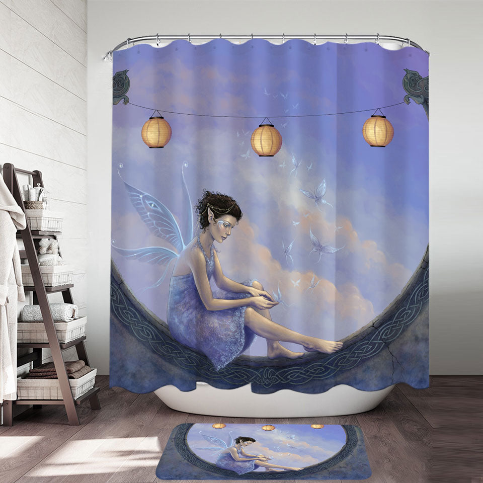Fantasy Art the Summer Fairy with Butterflies Shower Curtain for Kids