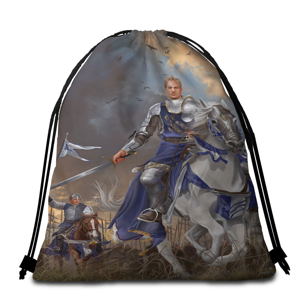 Fantasy Art the Usurper Two White Knights Beach Bags and Towels