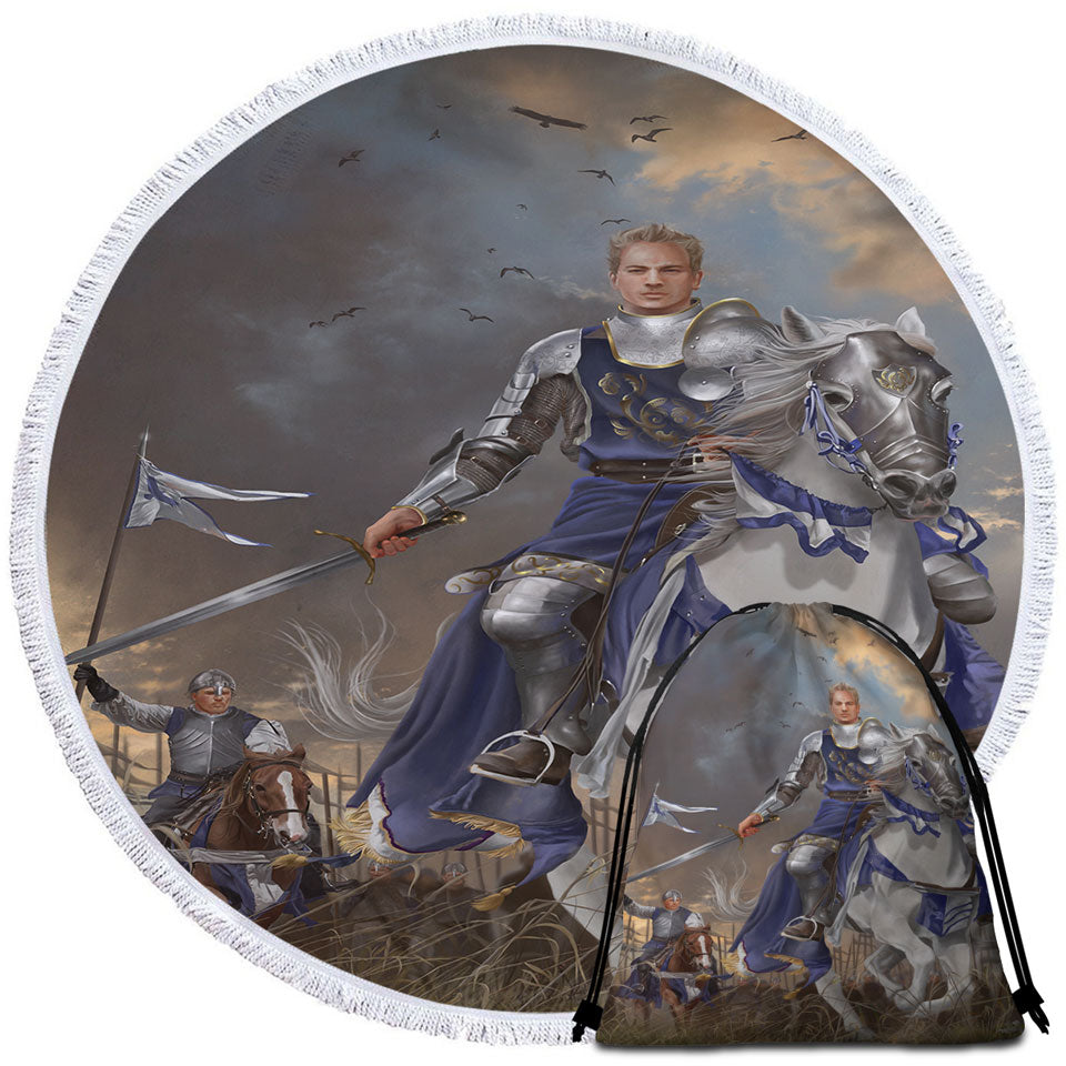 Fantasy Art the Usurper Two White Knights Beach Towels