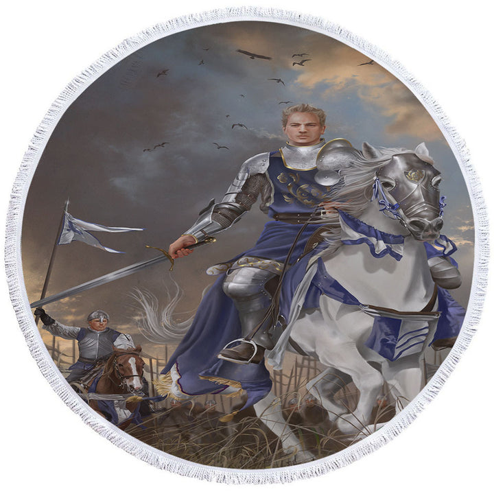 Fantasy Art the Usurper Two White Knights Boys Beach Towels