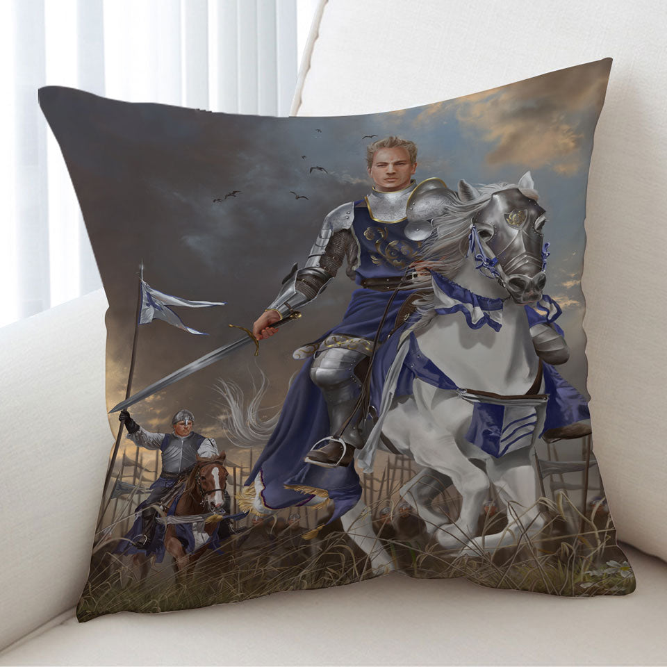 Fantasy Art the Usurper Two White Knights Cushion