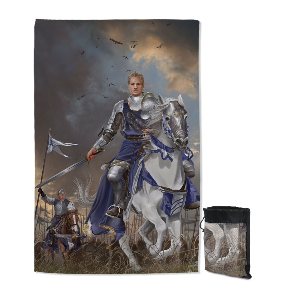 Fantasy Art the Usurper Two White Knights Quick Dry Beach Towel