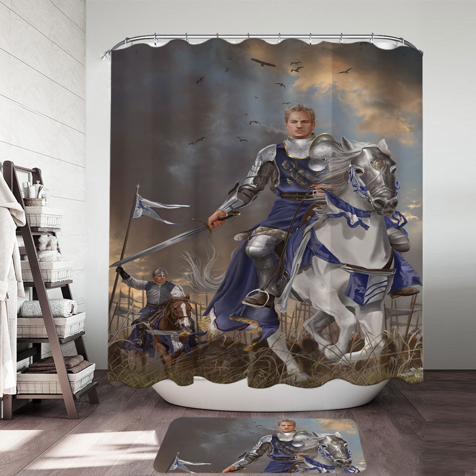 Fantasy Art the Usurper Two White Knights Shower Curtain
