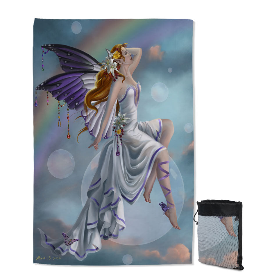 Fantasy Artwork Charming Rainbow Fairy Swims Towel for Women