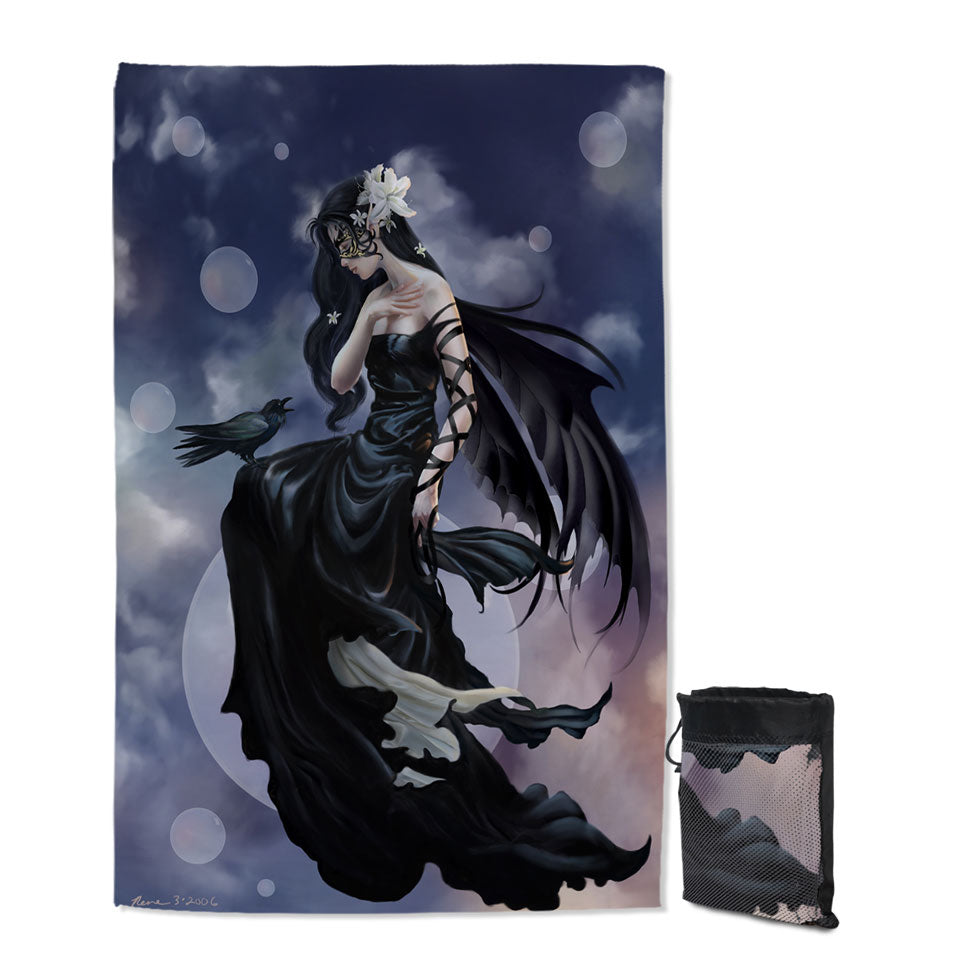 Fantasy Artwork the Dark Skies Fairy Beach Towels