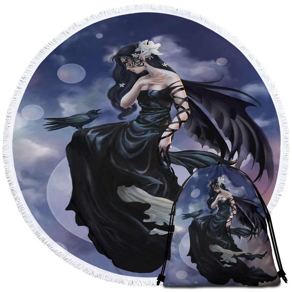 Fantasy Artwork the Dark Skies Fairy Round Towel