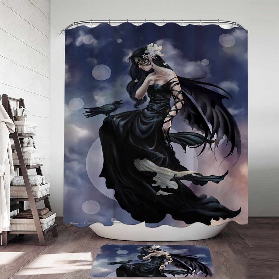 Fantasy Artwork the Dark Skies Fairy Shower Curtains