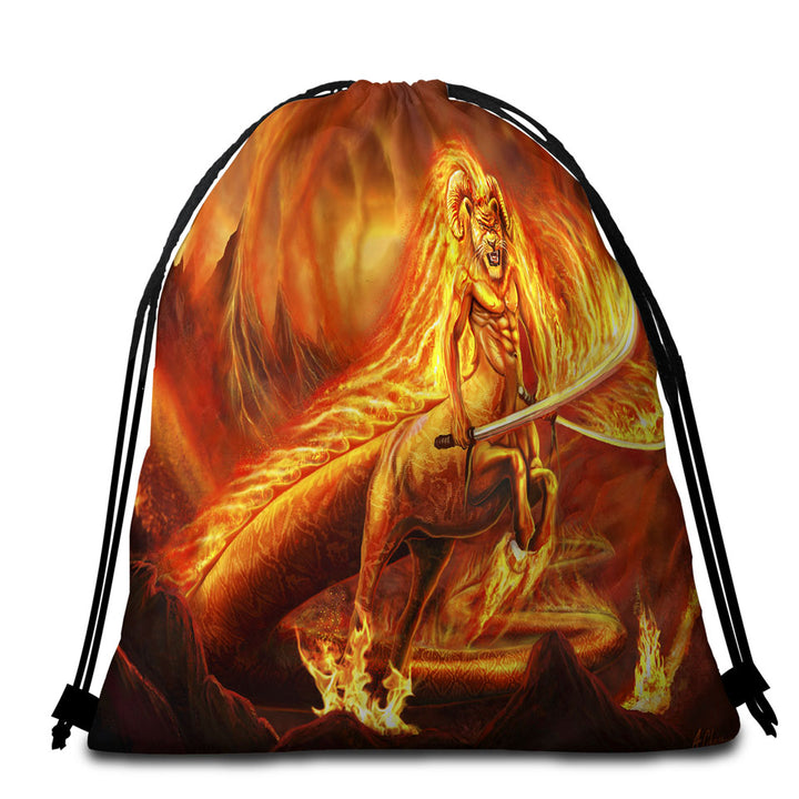 Fantasy Beach Bags and Towels Art Creature of Fire