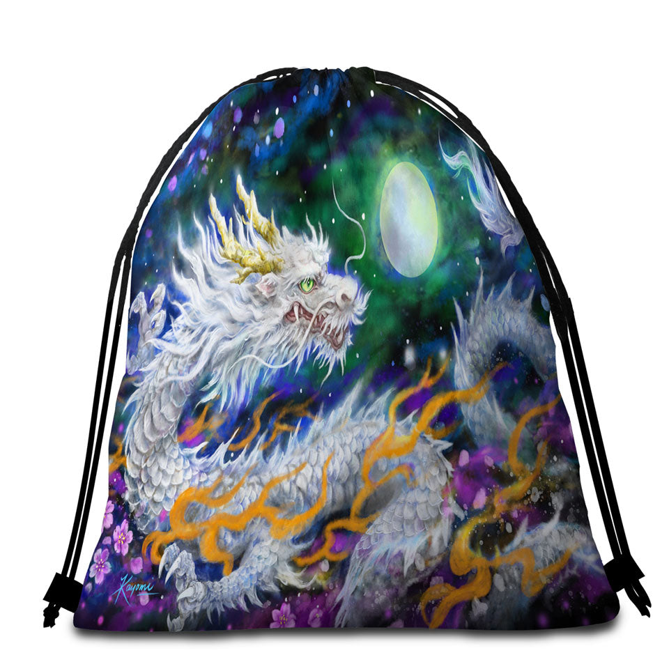 Fantasy Beach Towel Pack Space White Dragon and The Moon