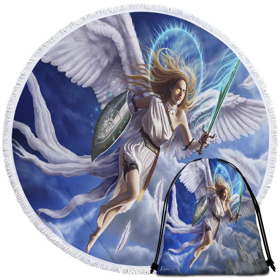 Fantasy Beach Towels Art Archangels Charge