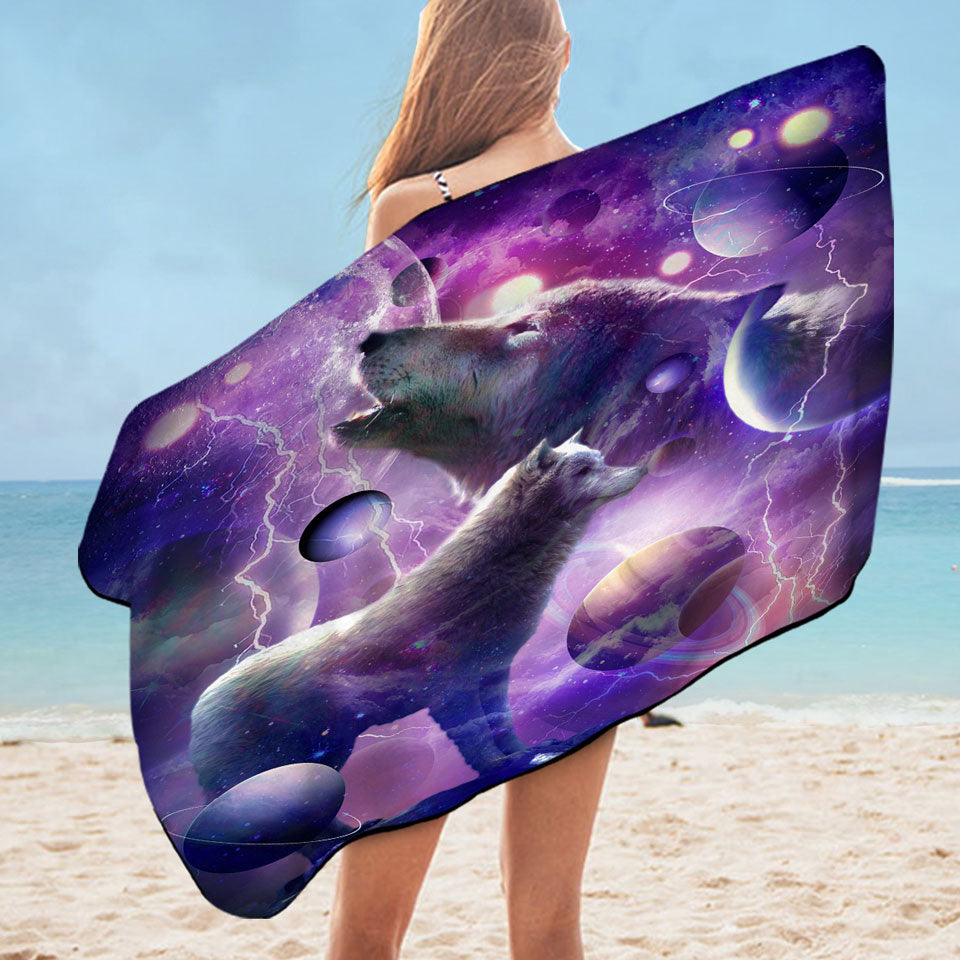 Fantasy Cool Space Wolves Swims Towel