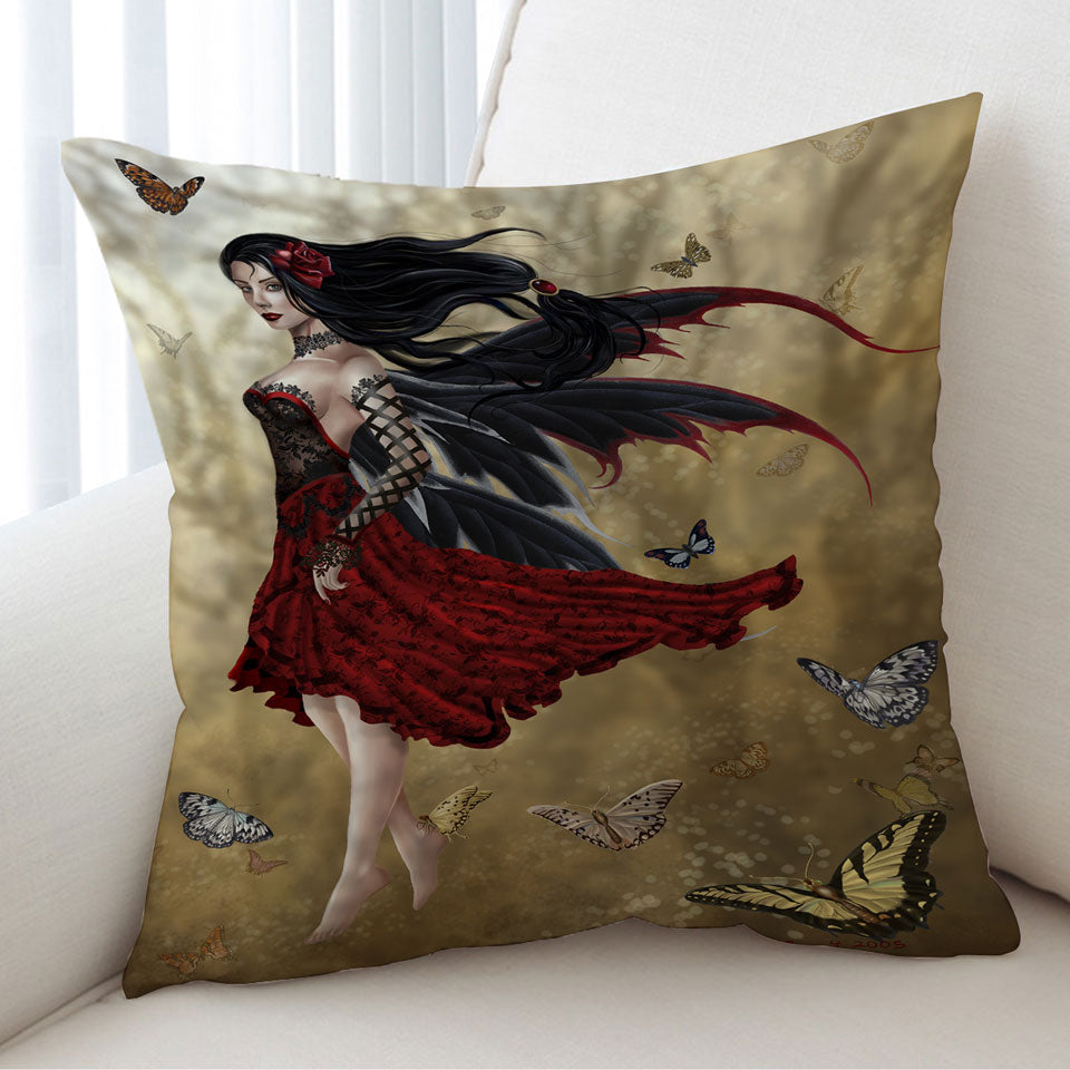 Fantasy Cushion Art Butterflies and Attractive Flamenco Fairy