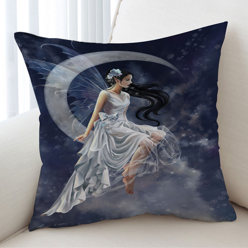 Fantasy Cushion Covers Art Moon and the Beautiful Frost Fairy
