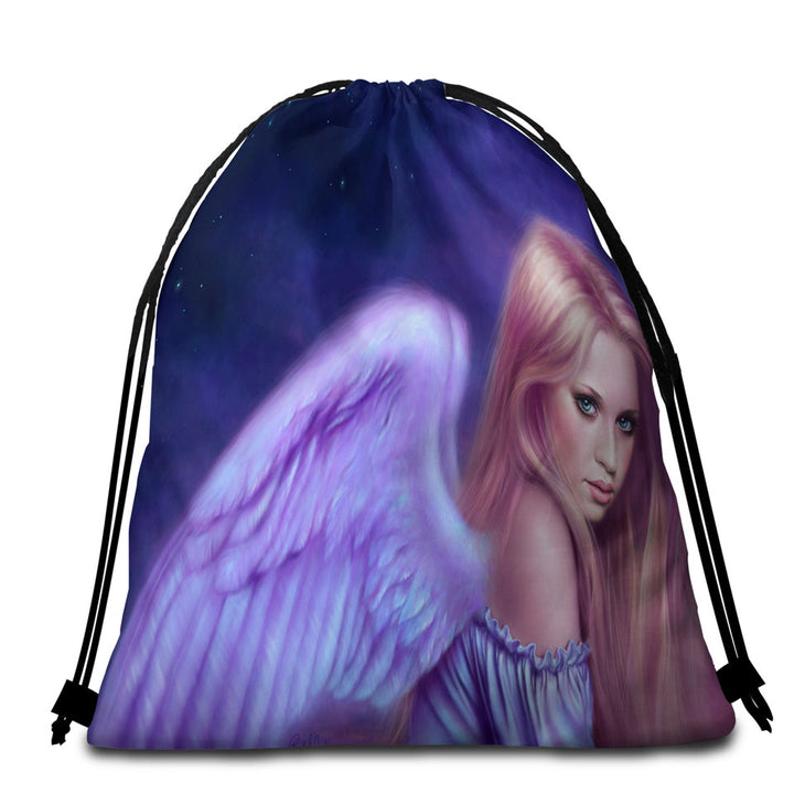 Fantasy Drawing Seraphina the Beautiful Angel Beach Towel Bags