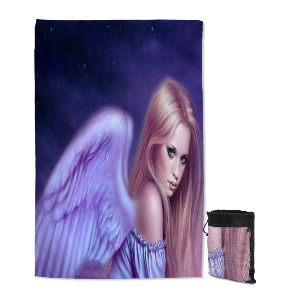 Fantasy Drawing Seraphina the Beautiful Angel Beach Towels