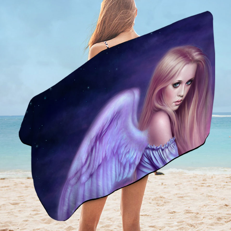Fantasy Drawing Seraphina the Beautiful Angel Swims Towel