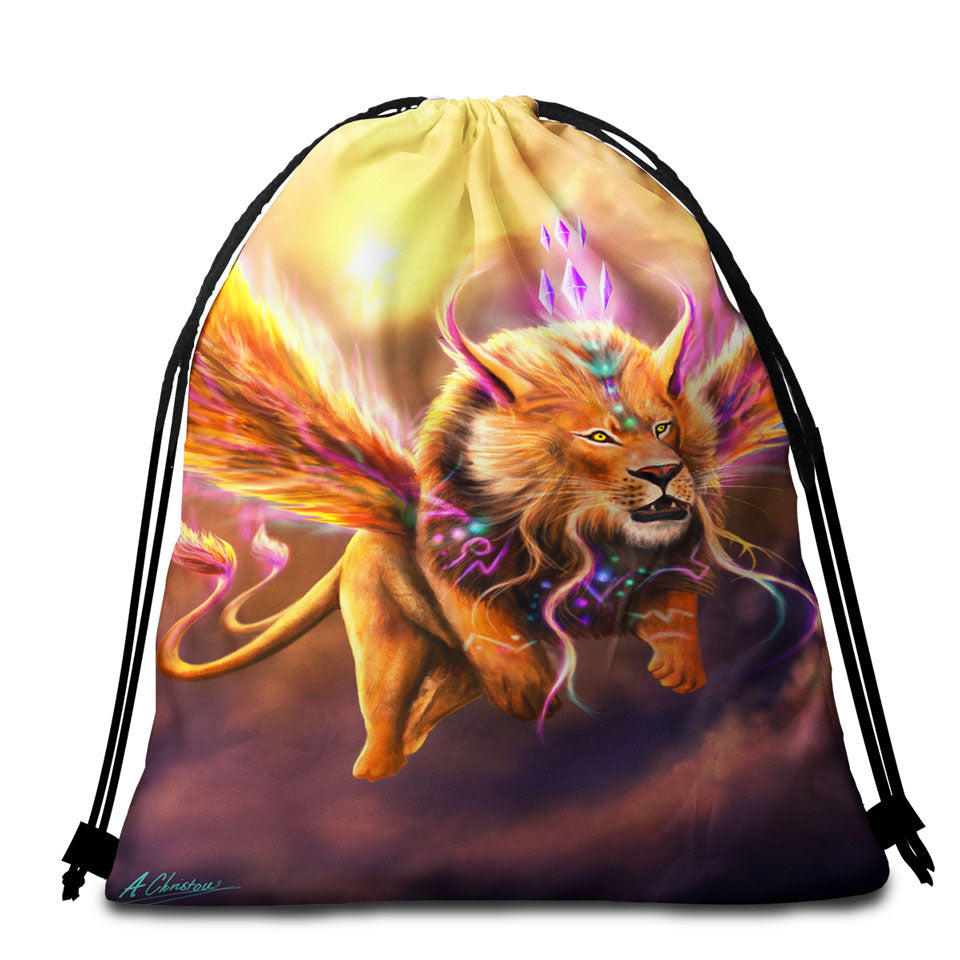 Fantasy Fine Art Venetian Lion Beach Towel Bags