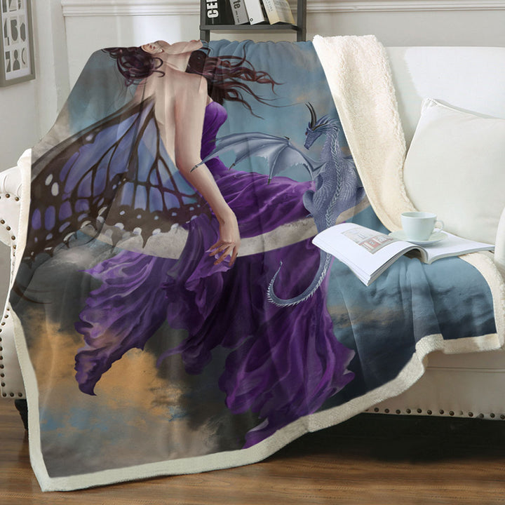 products/Fantasy-Lightweight-Blankets-Art-the-Pretty-Purple-Moon-Fairy-and-Dragon